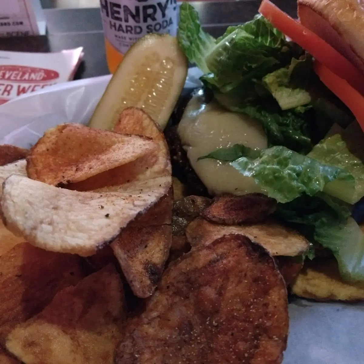 Burger and Homemade Potato Chips