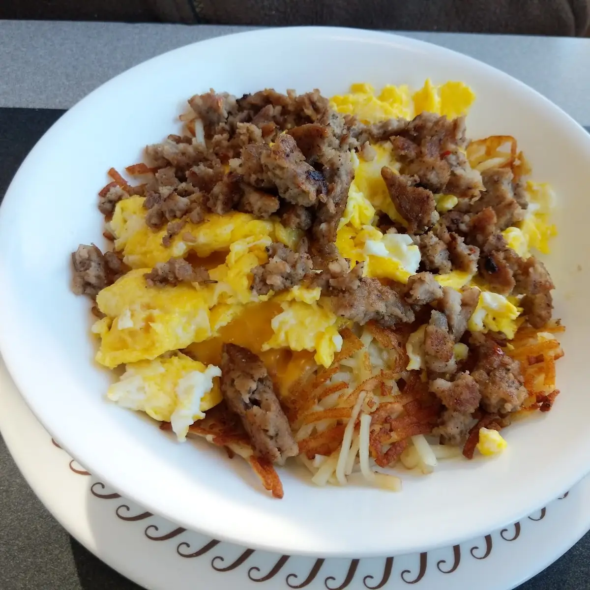 Sausage Egg & Cheese Hashbrown Bowl