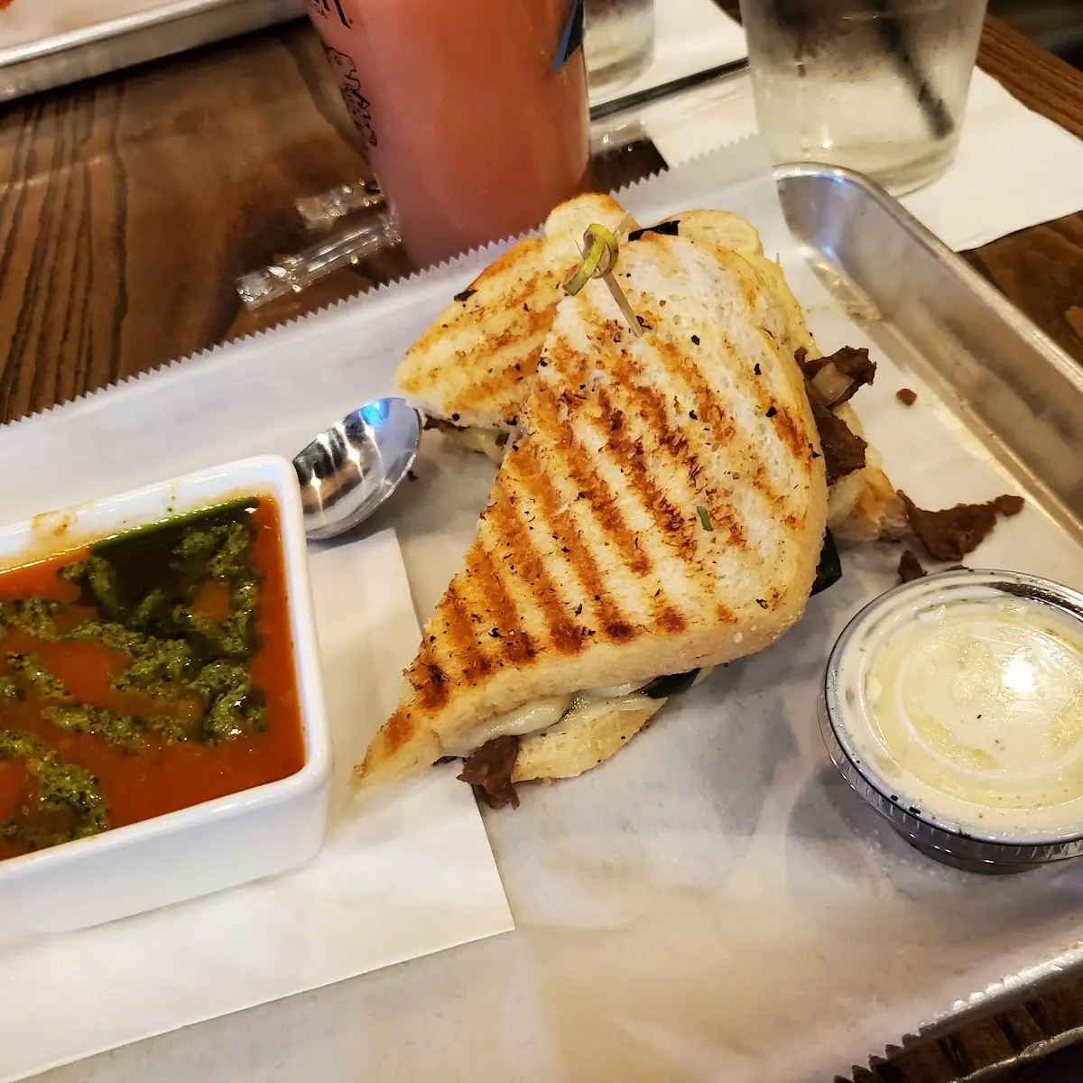 Grilled Panini and Tomato Soup