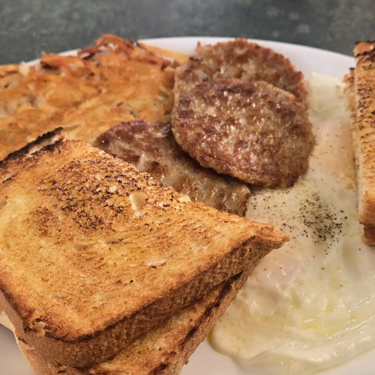 Eggs and Sausage with Hash Browns