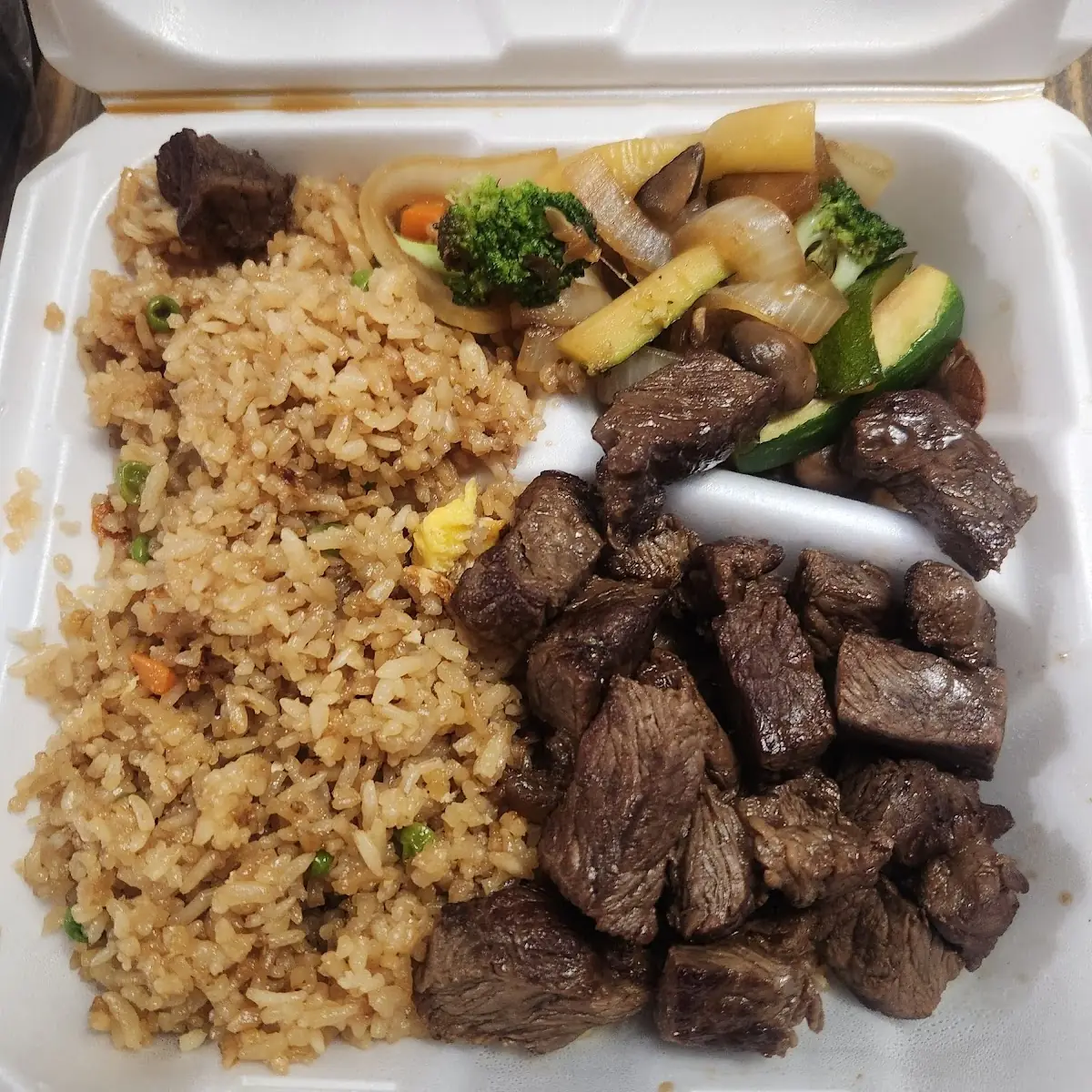 Steak Fried Rice and Vegetables