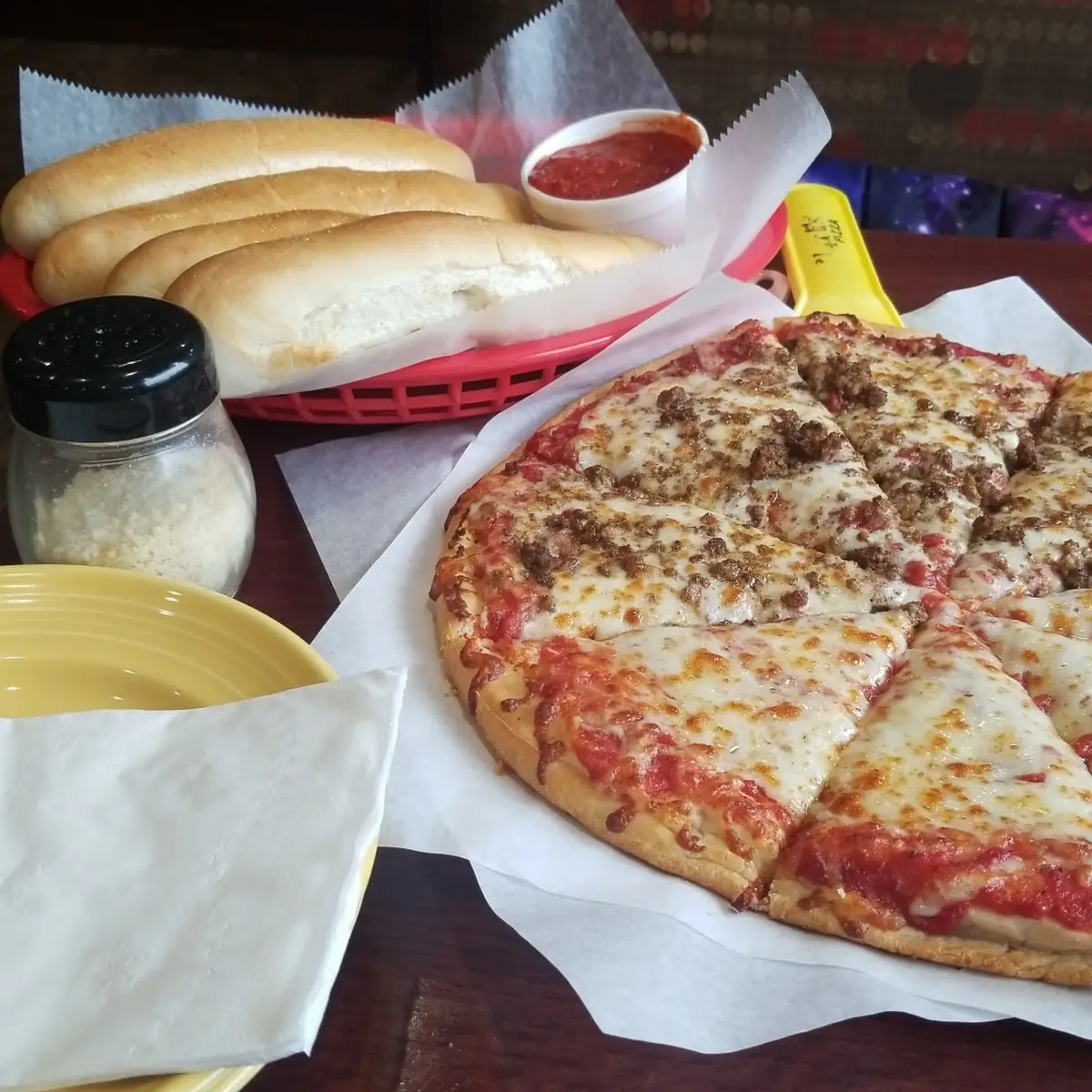Bread Sticks Medium Pizza Half Cheese Half Sausage