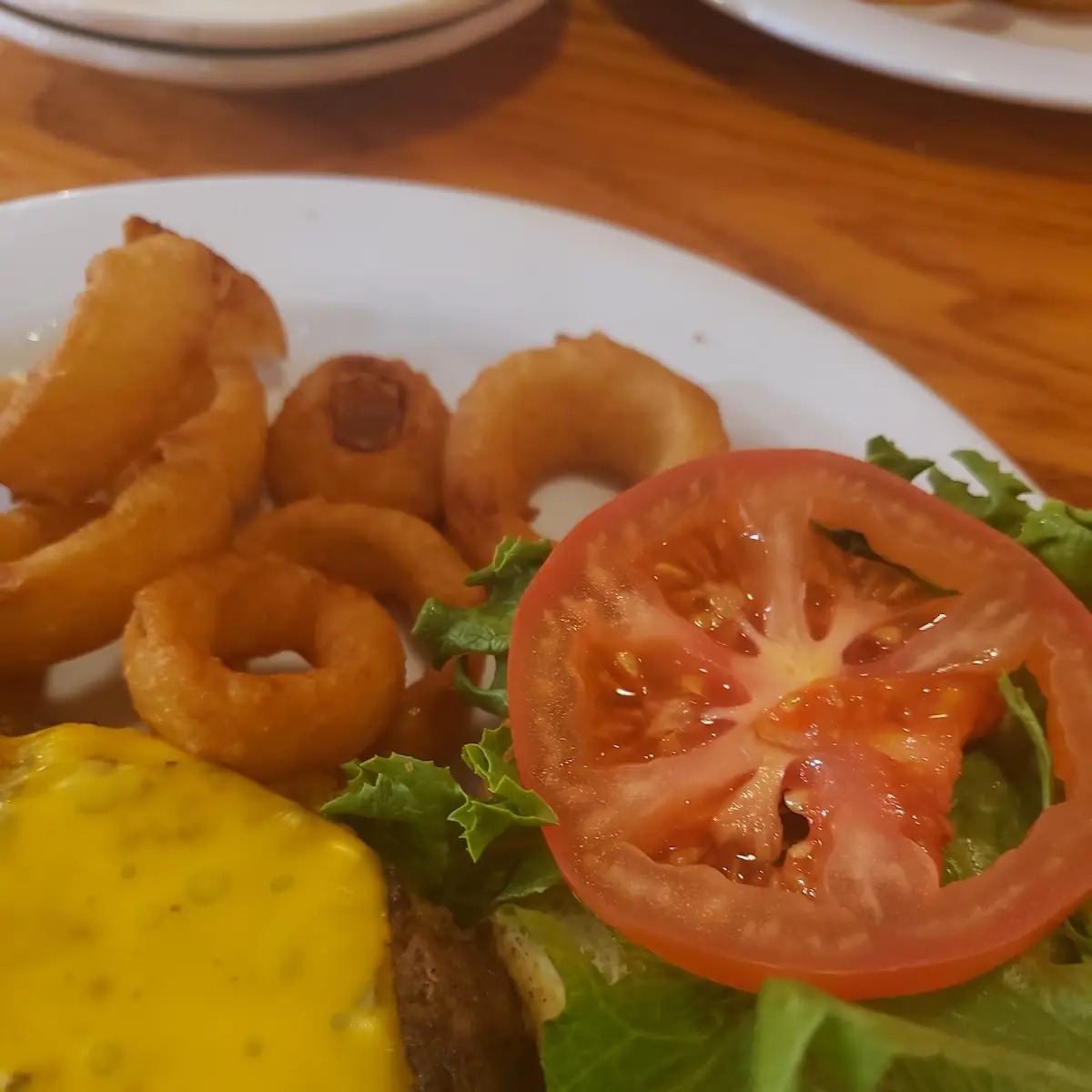 Cheese Burger and Onion Rings