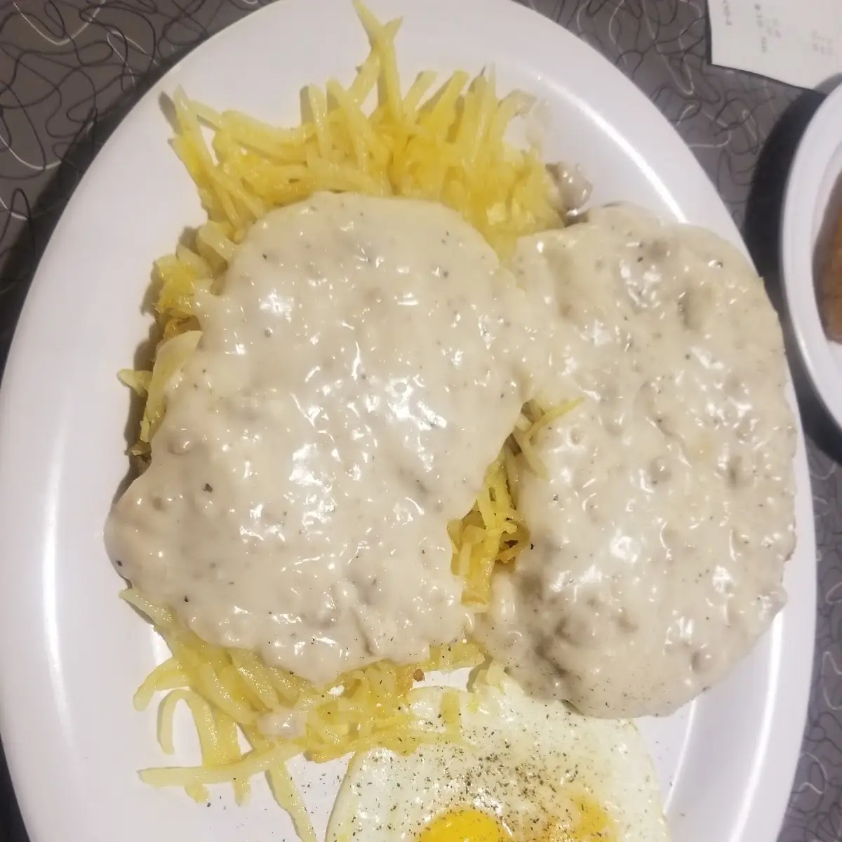 Chicken Fried Steak with Hashbrowns and Eggs