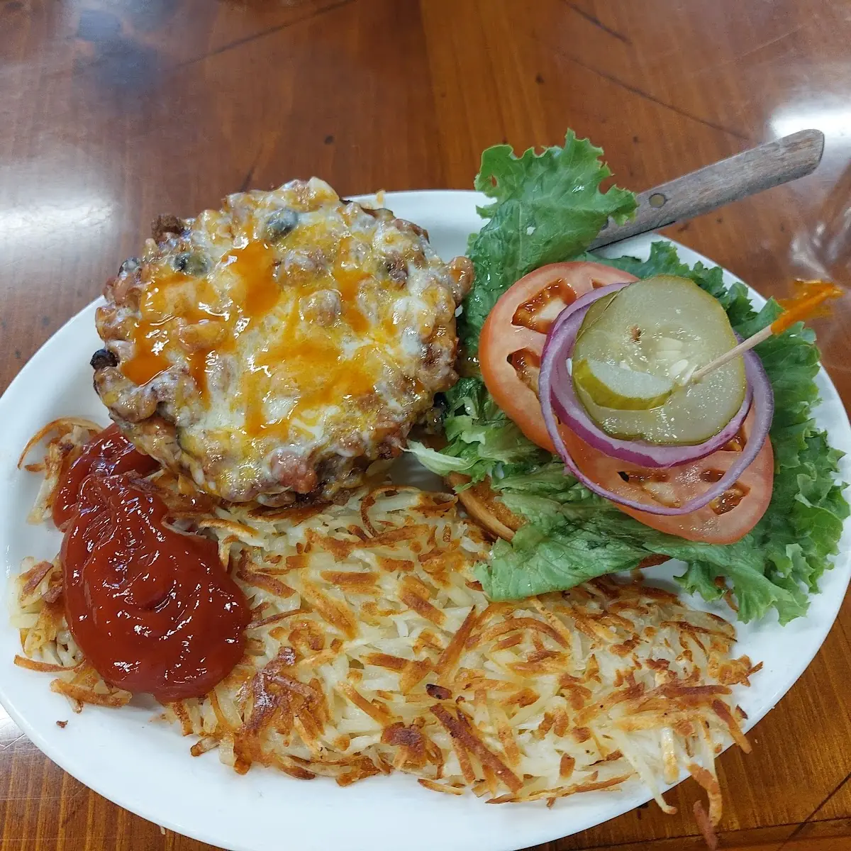 Bacon Cheese Burger with Hashbrowns