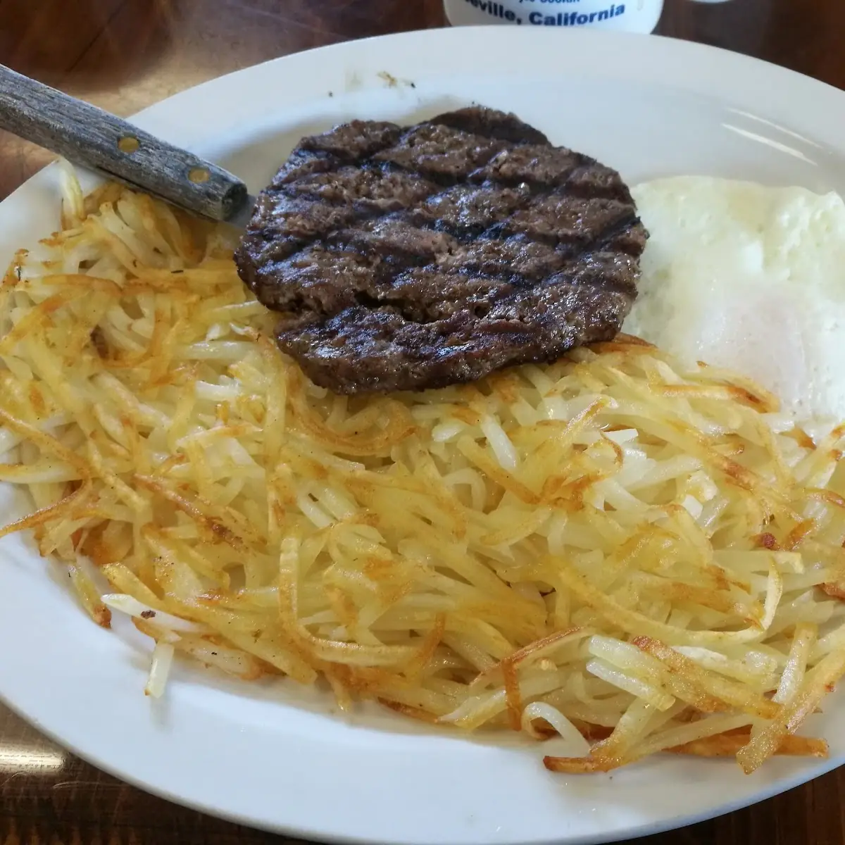 Country Fried Steak over Medium Hashbrowns