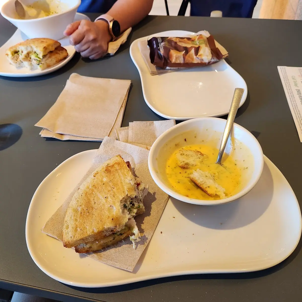 Broccoli Cheddar Soup and Sandwich