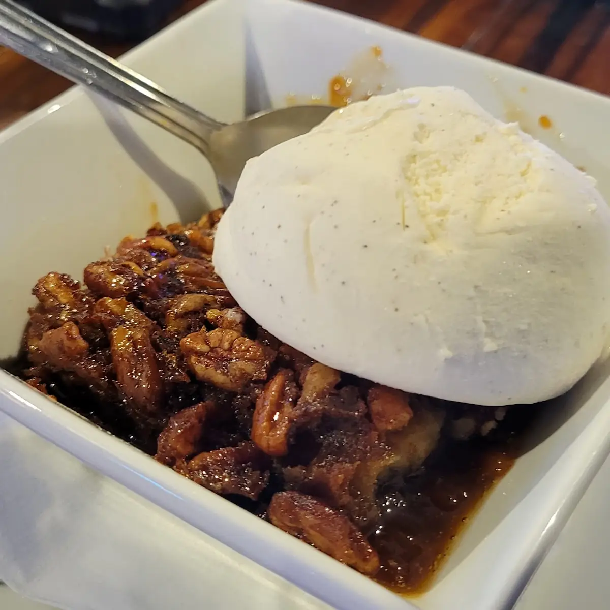 Pecan Cobbler with Vanilla Bean Ice Cream