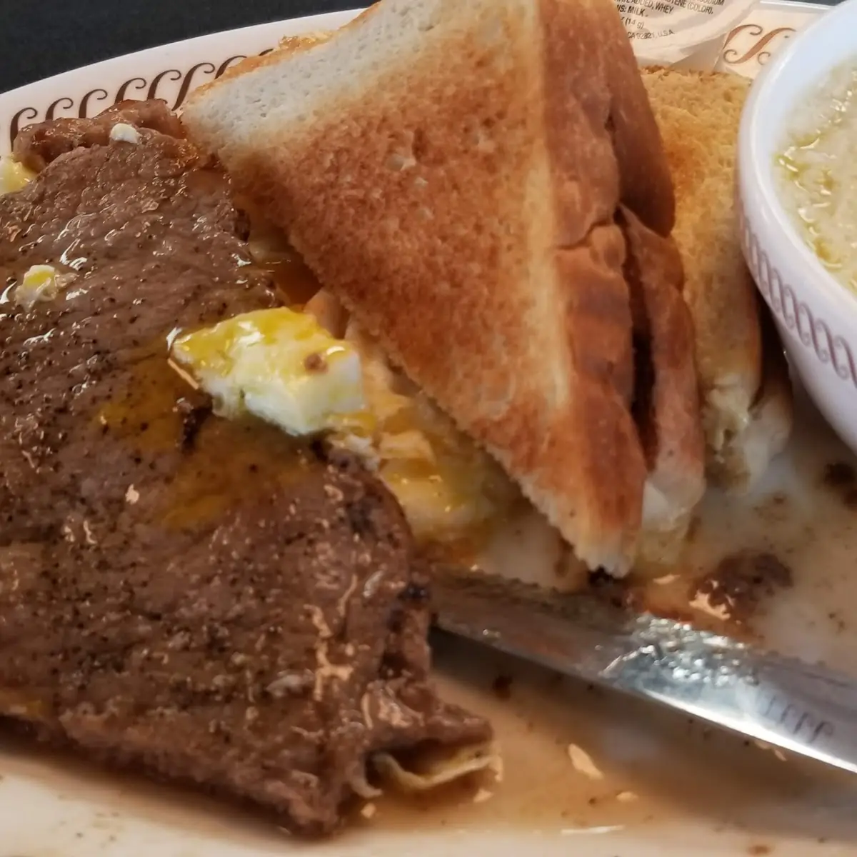 Steak and Eggs with Hash Browns and Toast