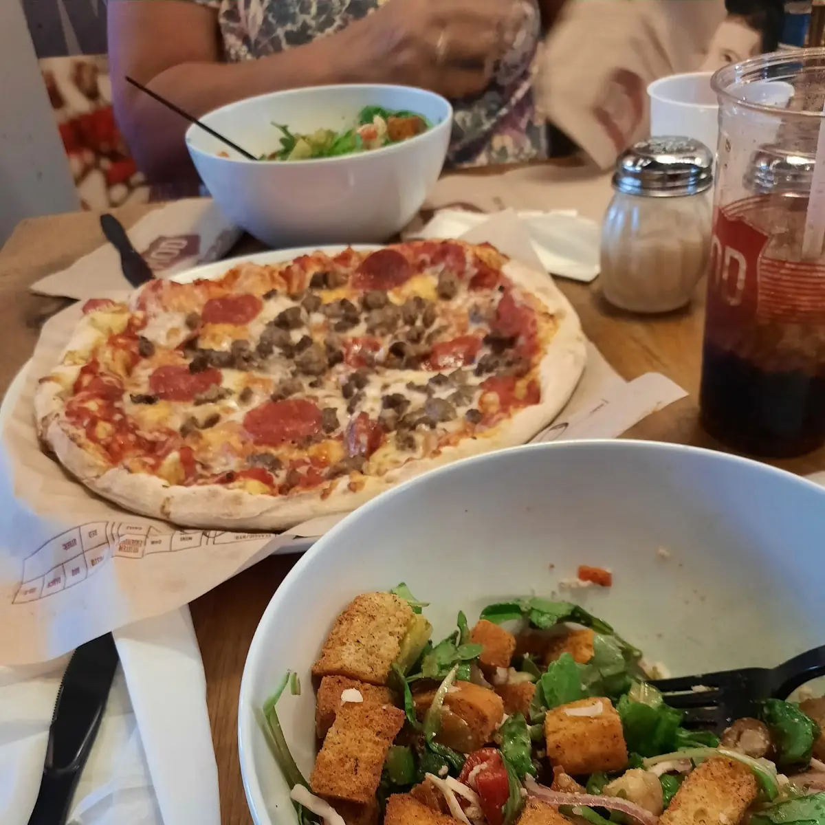 All Meat Pizza and Salad