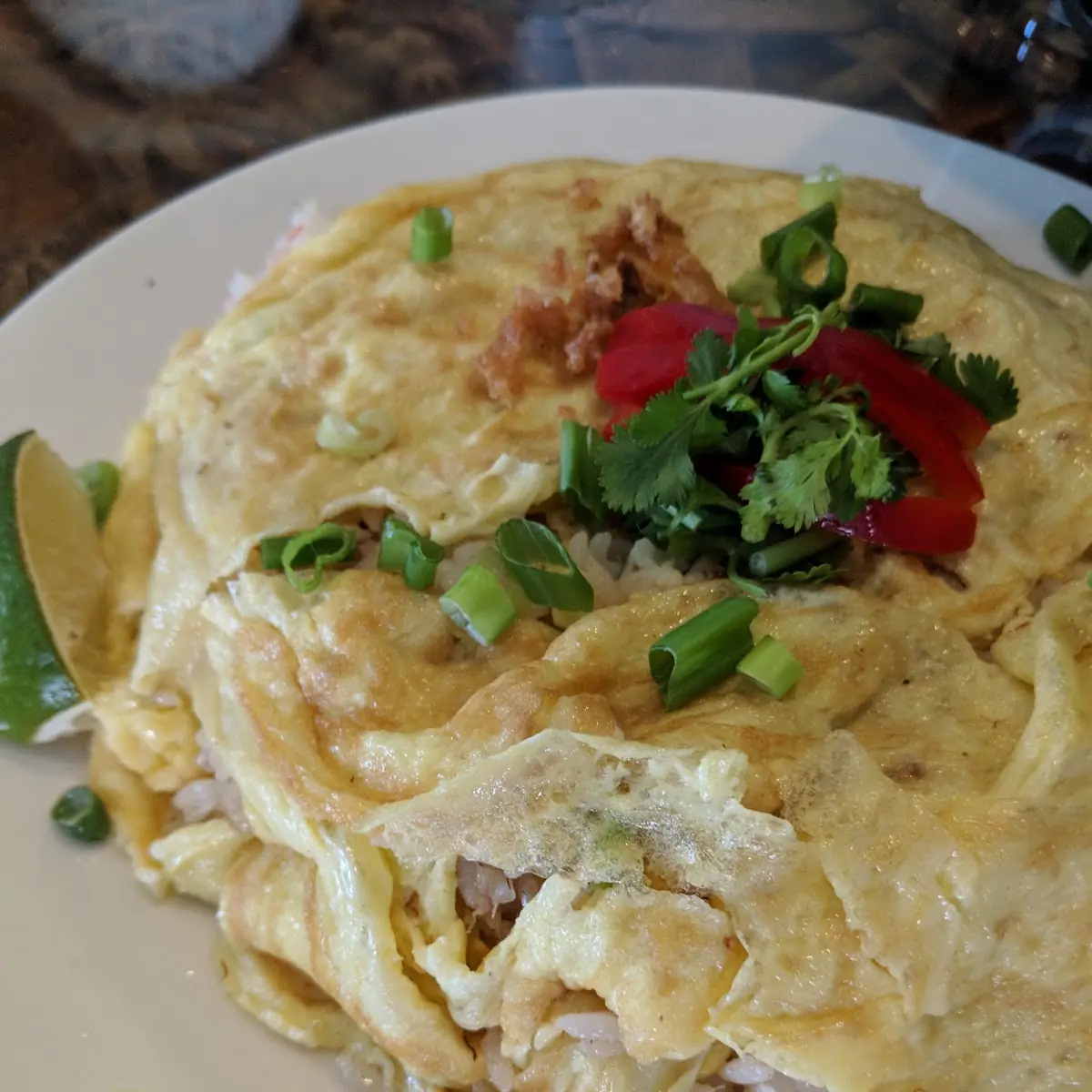 Special Thai Crab and Shrimp Fried Rice Omelet