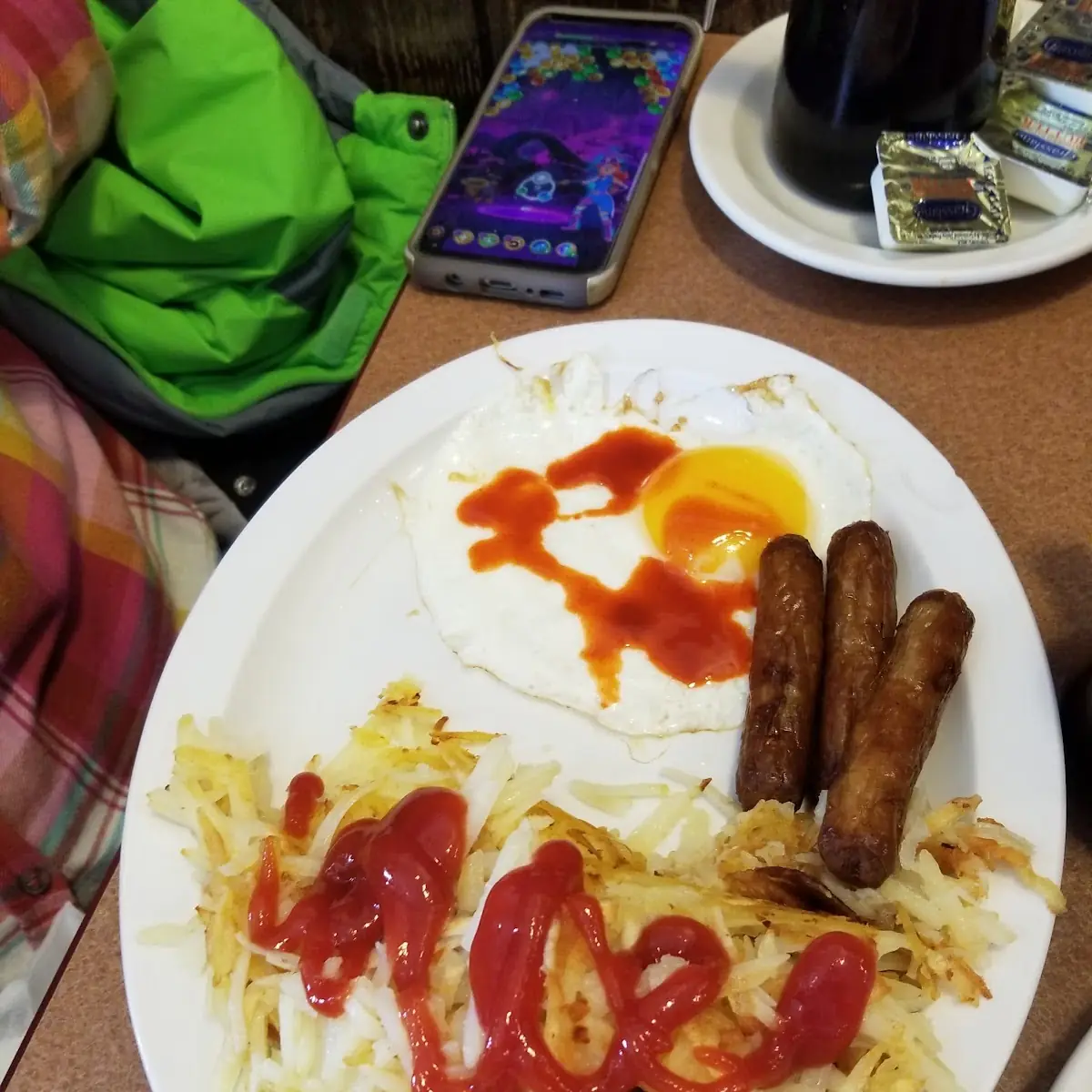 Eggs Hash Brown and Sausage Links