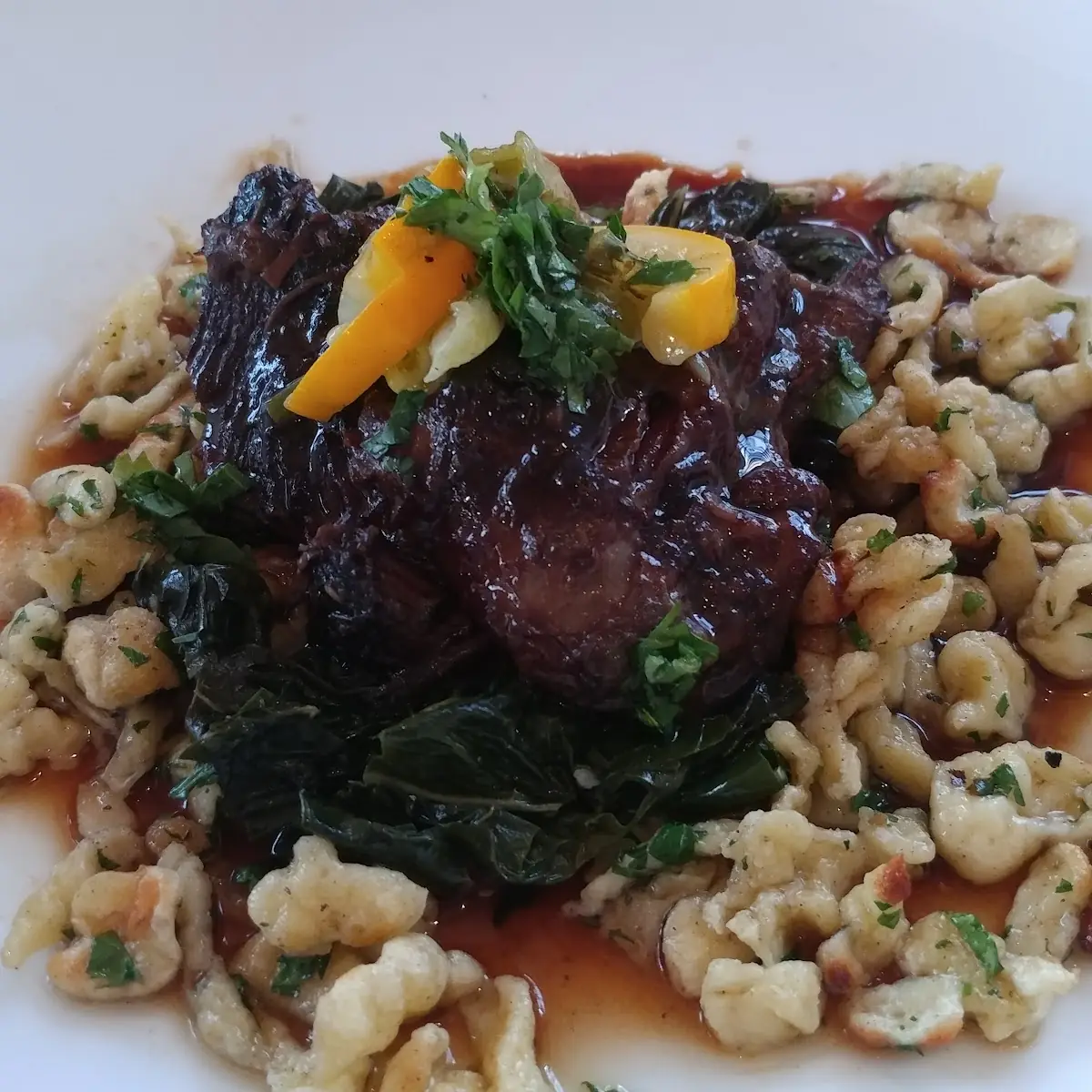 Braised Beef Cheek with Spaetzle