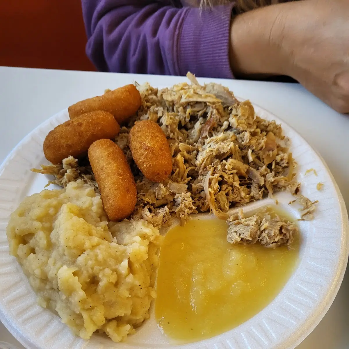 BBQ Pulled Pork Mashed Potatoes Applesauce