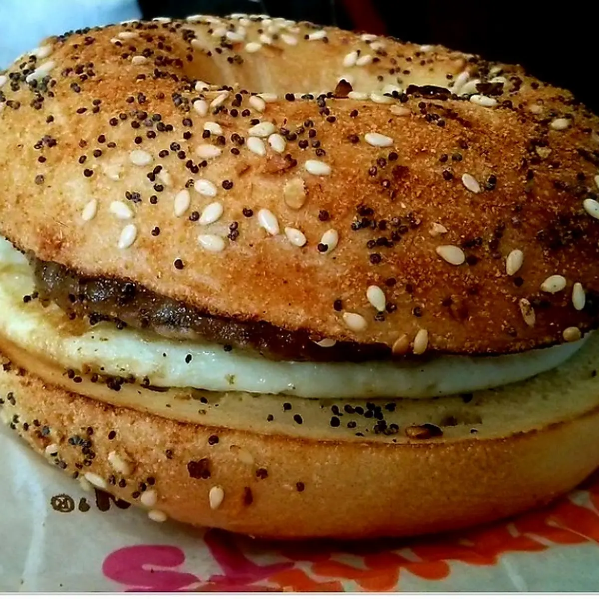 Everything Bagel with Sausage Egg and Cheese