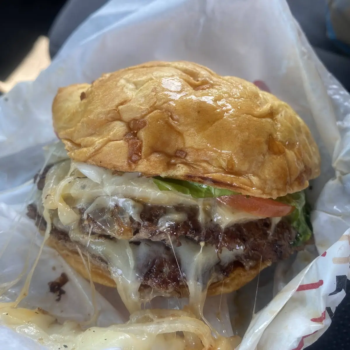 Double Cheese Burger with Sautéed Onions