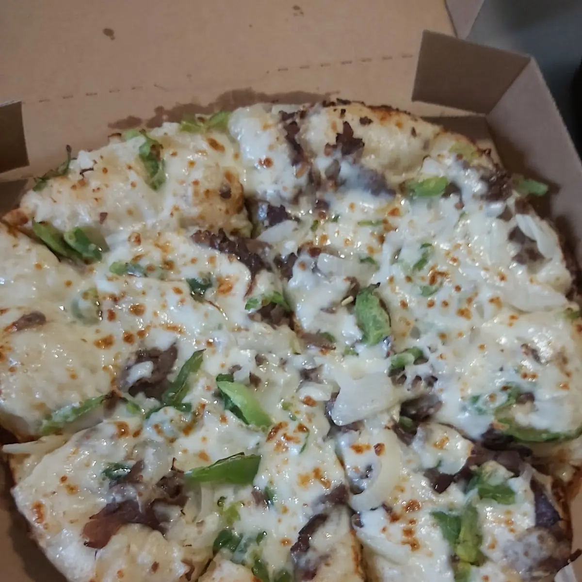 Handmade Philly Cheese Steak Pan Pizza