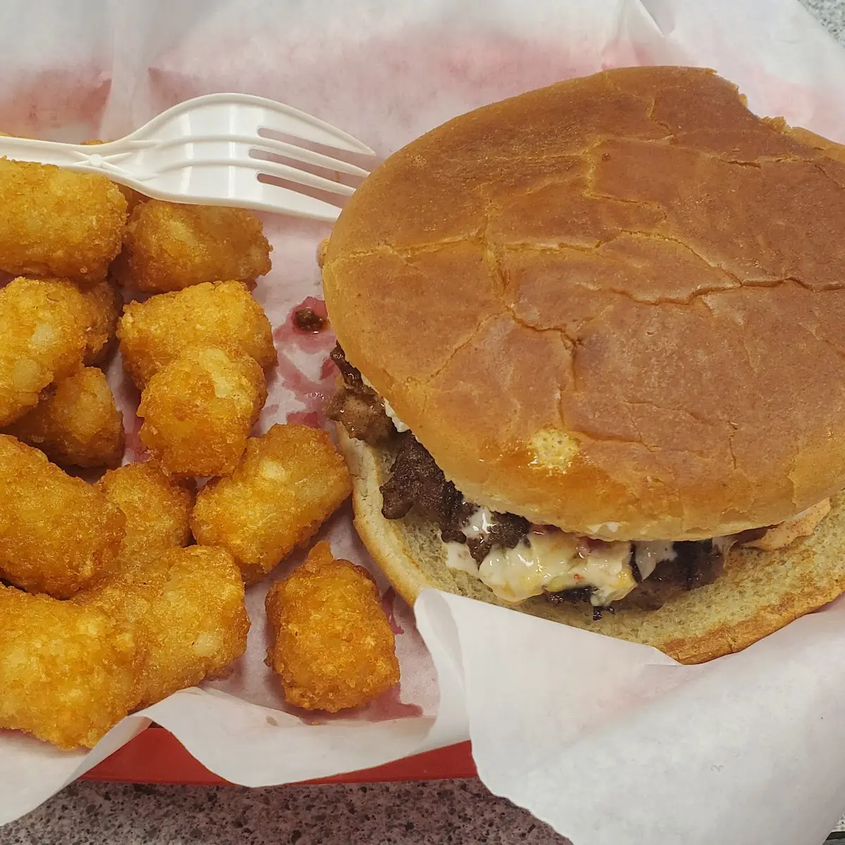 Pimento Cheese Burger with Chili