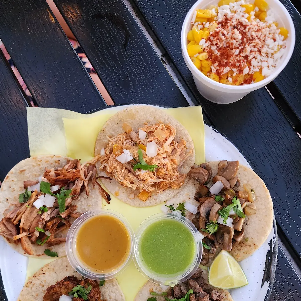 5 Tacos All Different Fillings Esquite Elote Corn