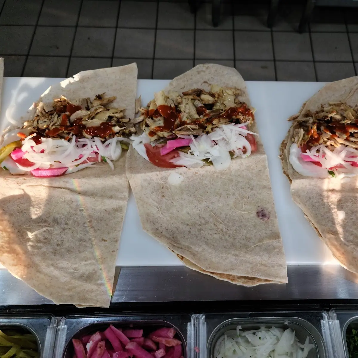 Spicy Chicken Shawarma in Making