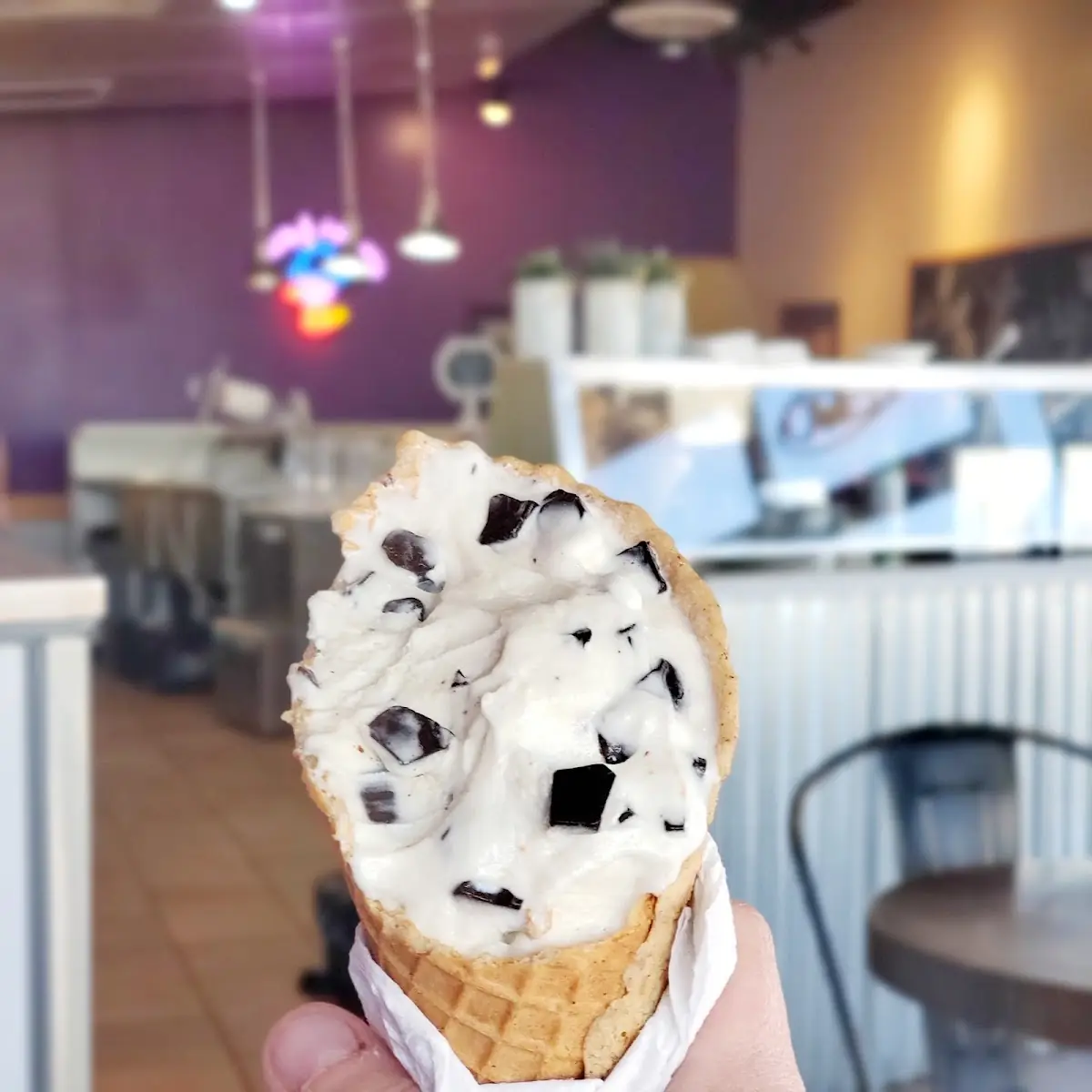 Chocolate Chip Mint in a Waffle Cone