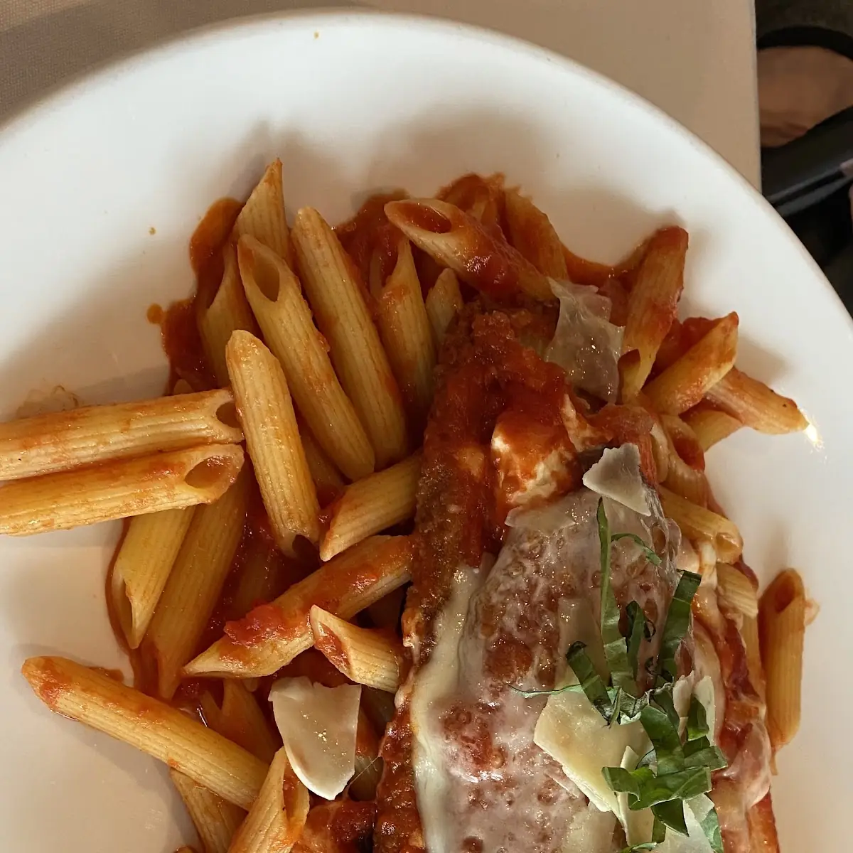 Eggplant Parm over Penne