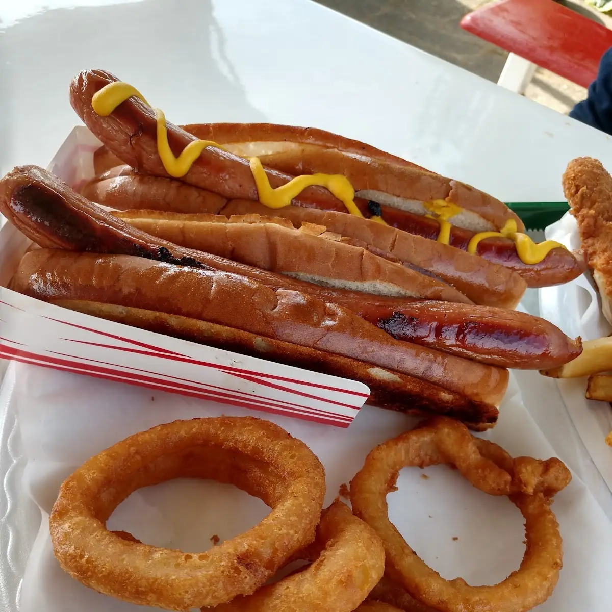 Grilled Hot Dogs with Onion Rings