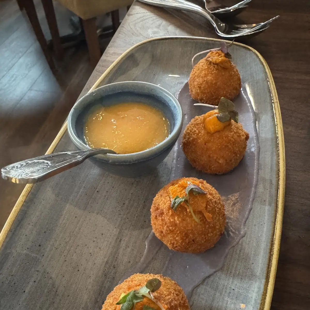 Uni Risotto Arancini Ginger Kumquat Dipping Sauce