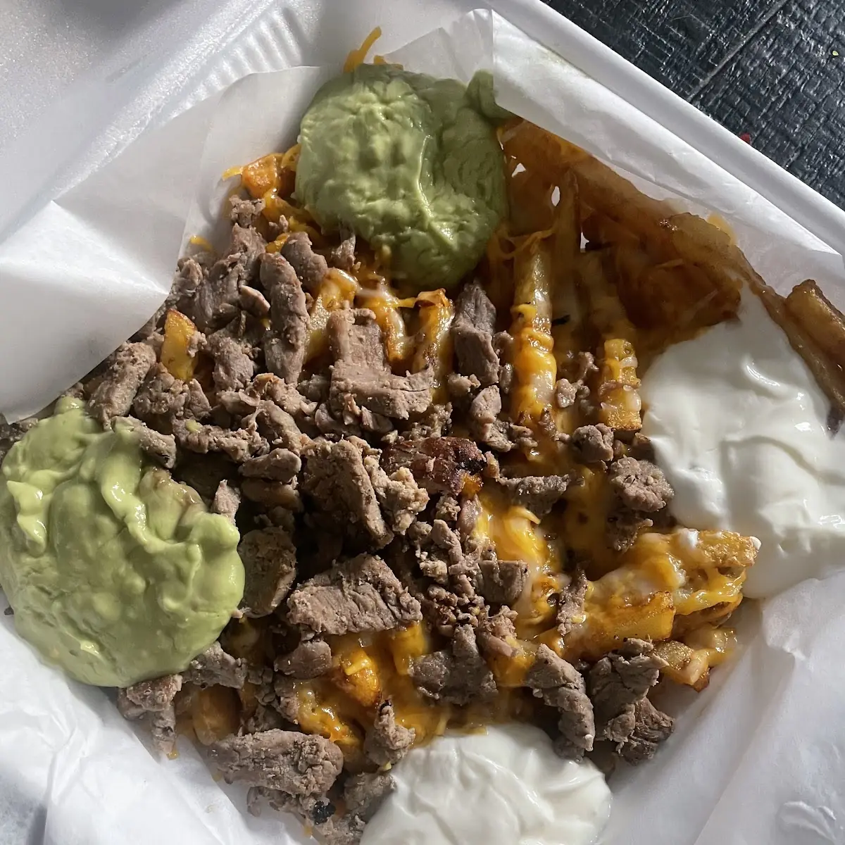Chips Cheese Steak Sour Cream and Jalapenos