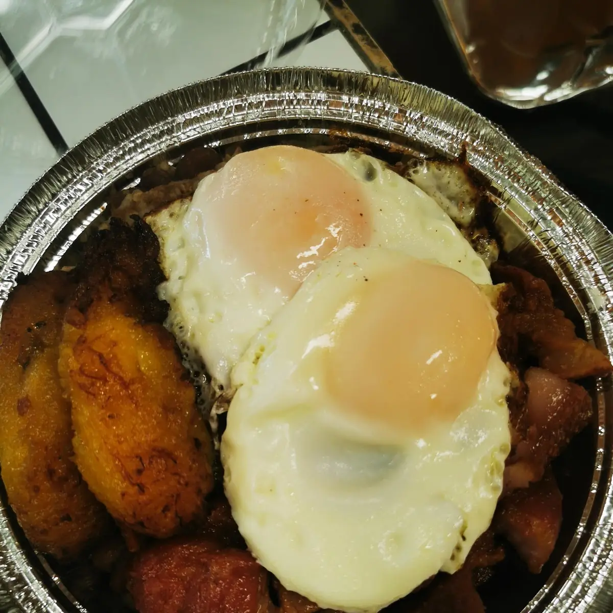 Fried Egg with Pork and Plantains