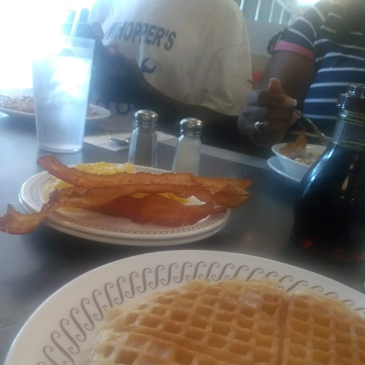 Waffles and Eggs and Bacon Strips