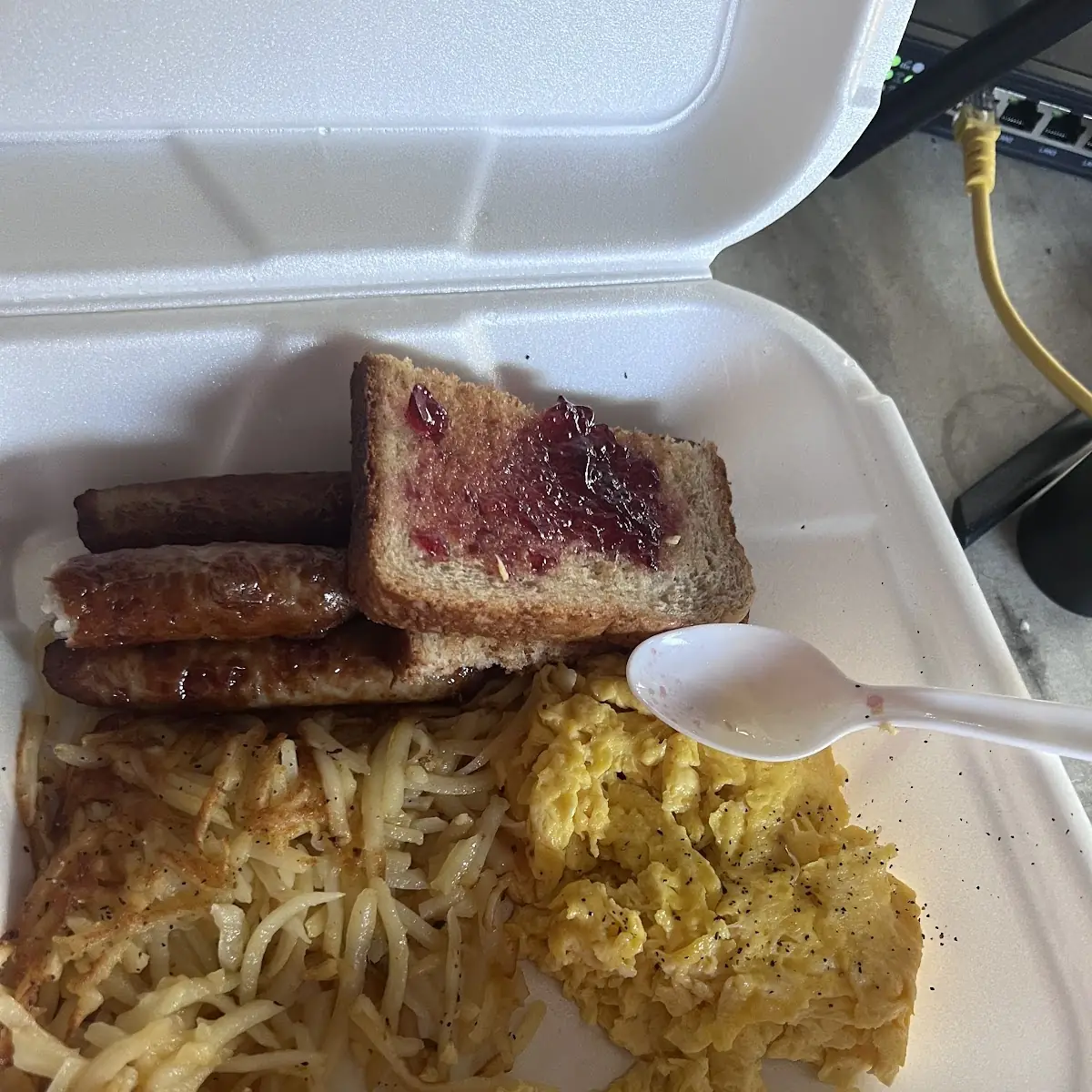 Scrambled Eggs Toast Sausage