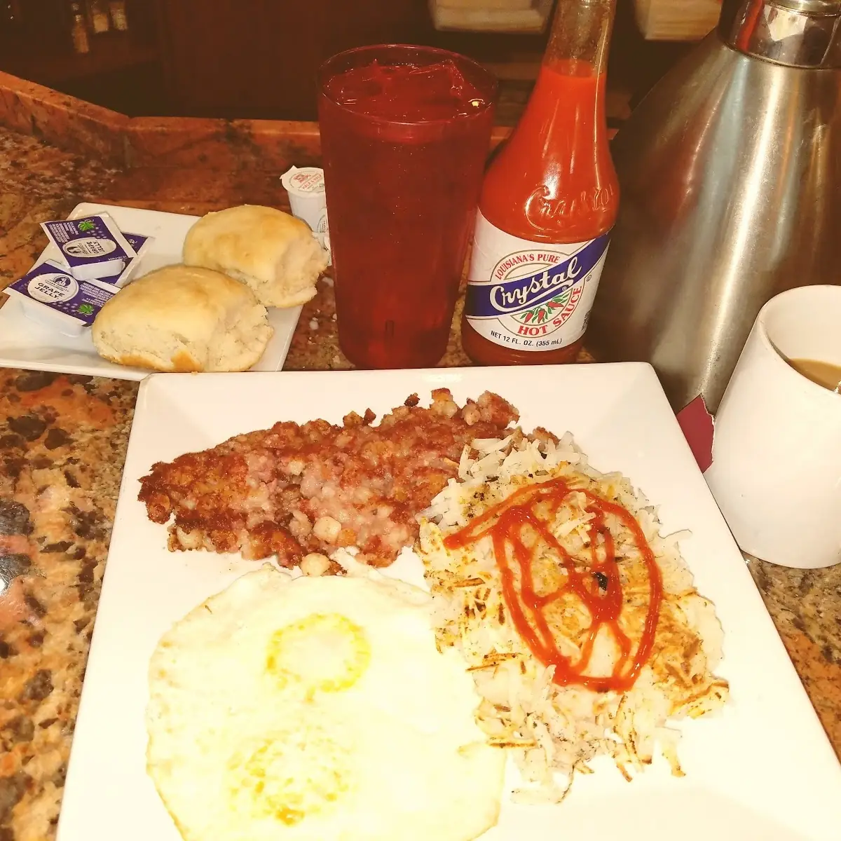 Fried Eggs Corned Beef Hash Browns