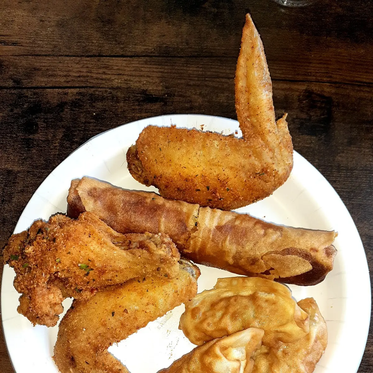 Vietnamese Eggrolls Lemon Chicken Wings and Potstickers