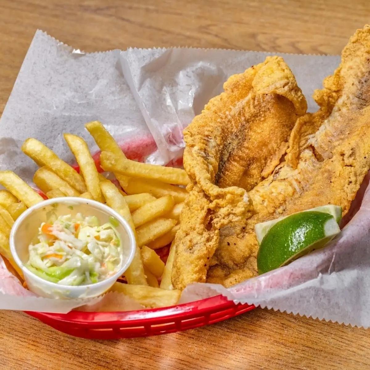 Fried Shrimp Chicken and Fries