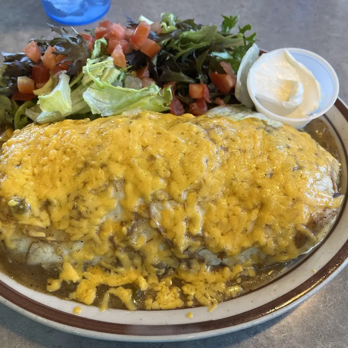 Breakfast Burrito with Cheese and Salad