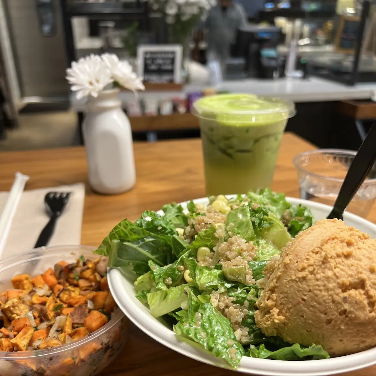 Kale Caesar Salad with Hummus