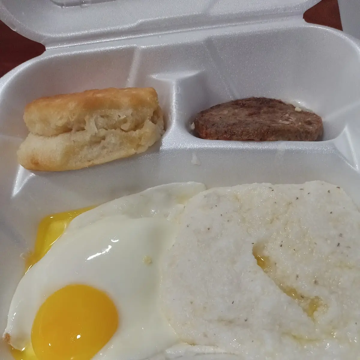 Grits Eggs Sausage Patty N Biscuit