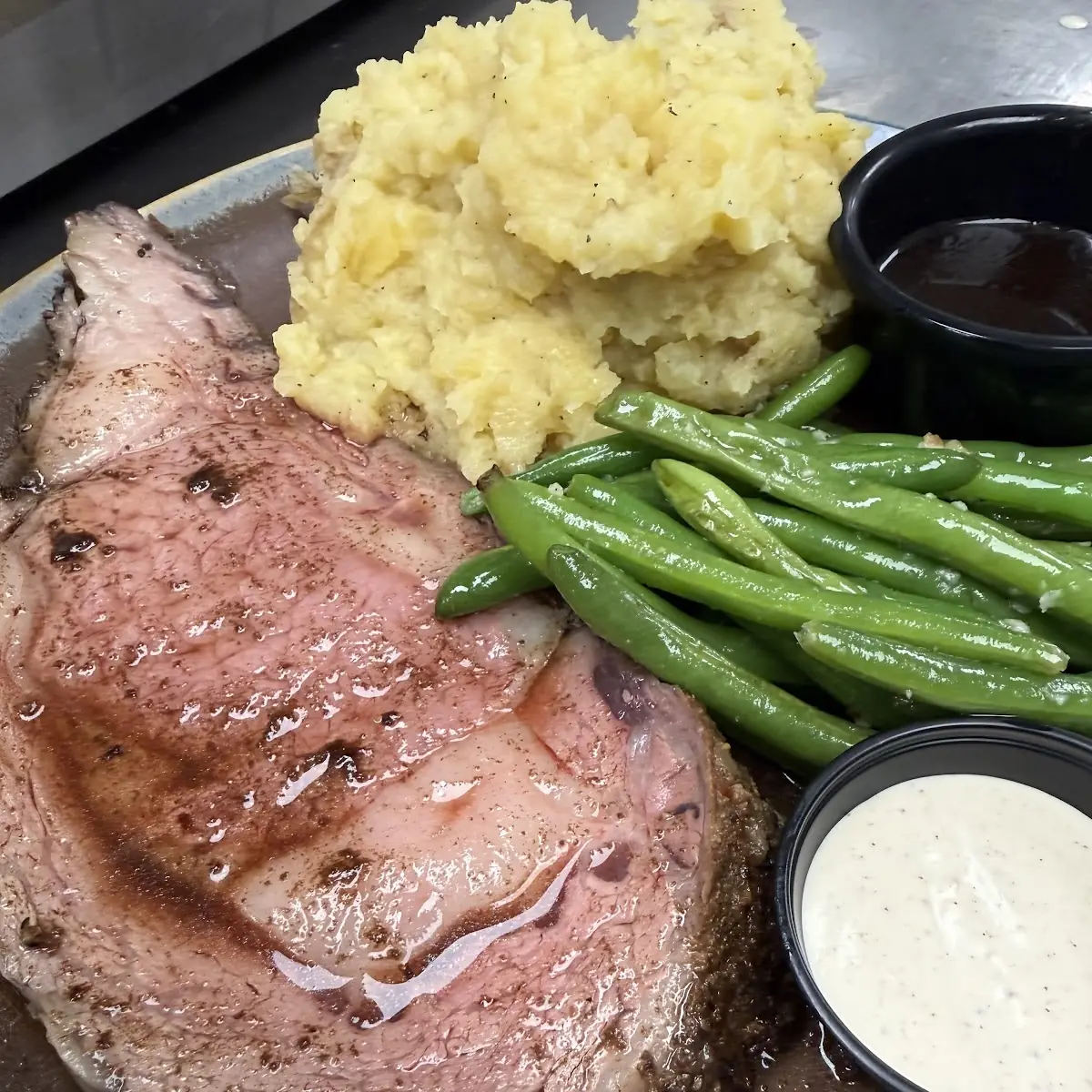 Prime Rib Mashed Potatoes and Green Beans