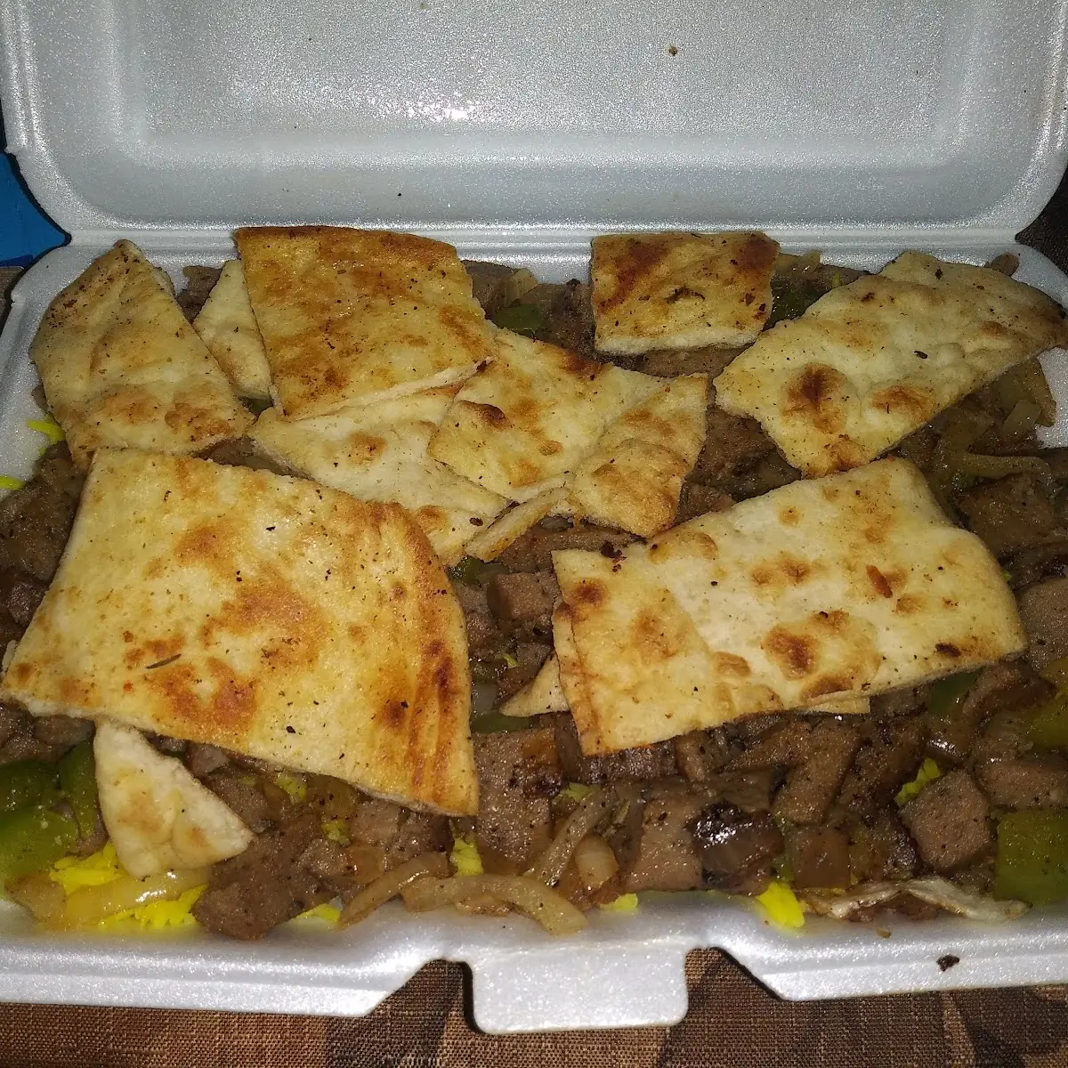Lamb over Rice with Pita Bread