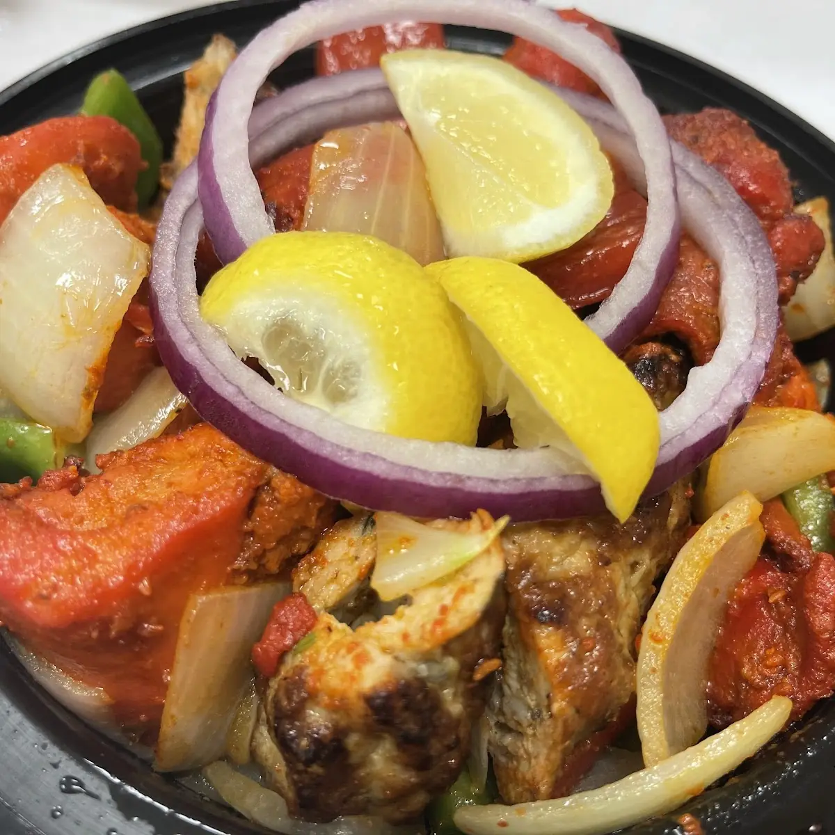 Mixed Grill Over Rice (kebobs and chicken tikka)