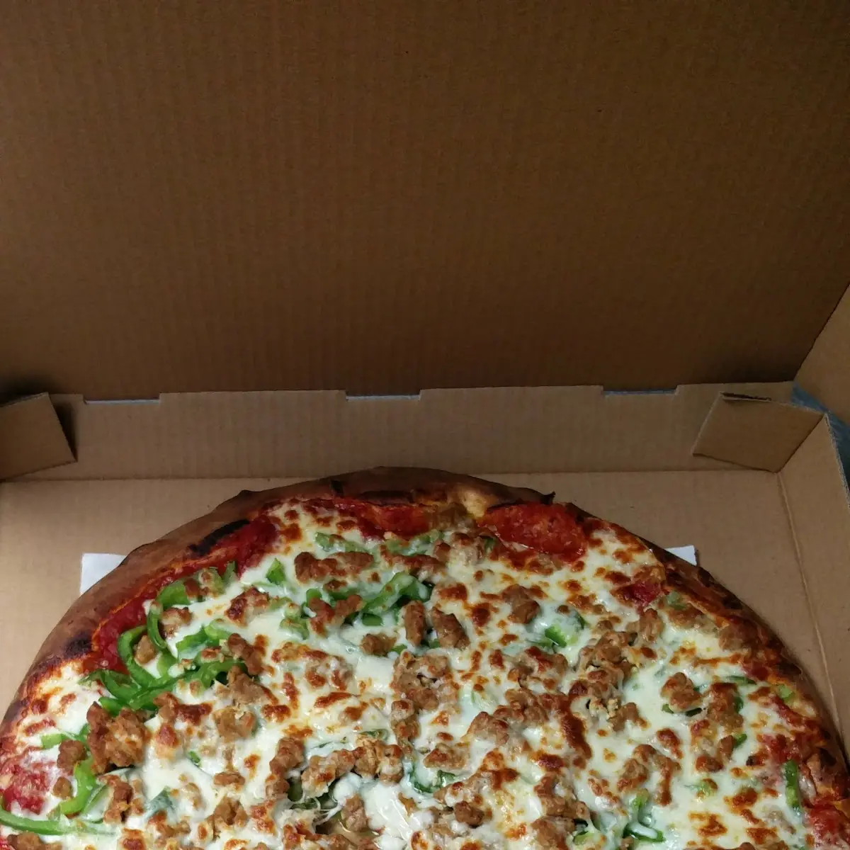 Green Peppers Sausage and Extra Cheese
