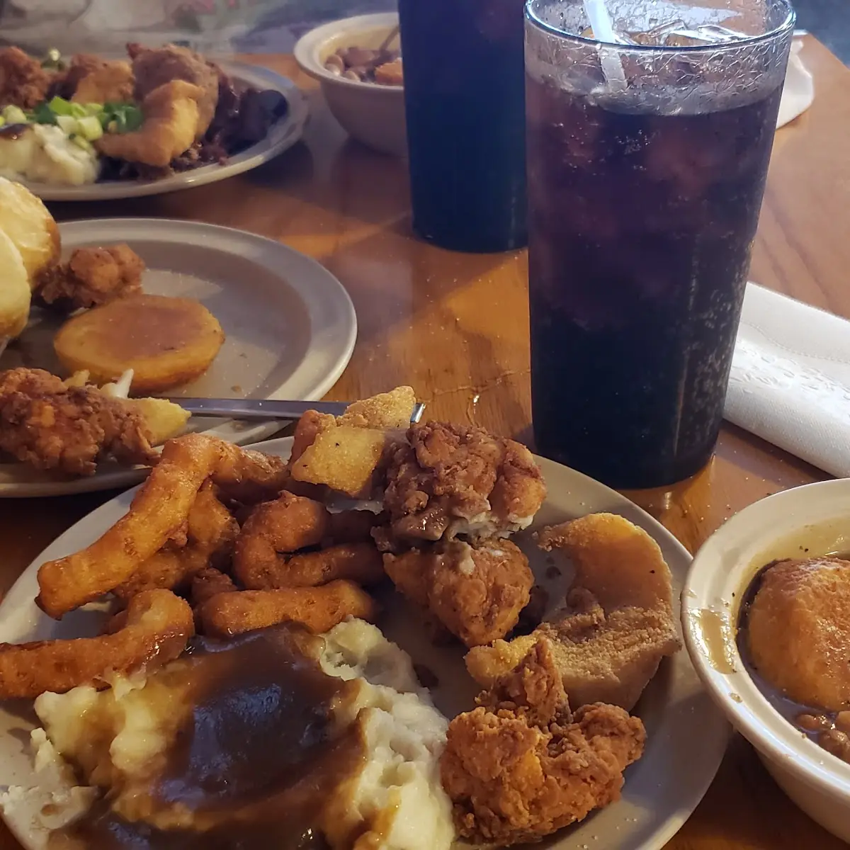 Buffet Chicken Fish Potatoes Gravy