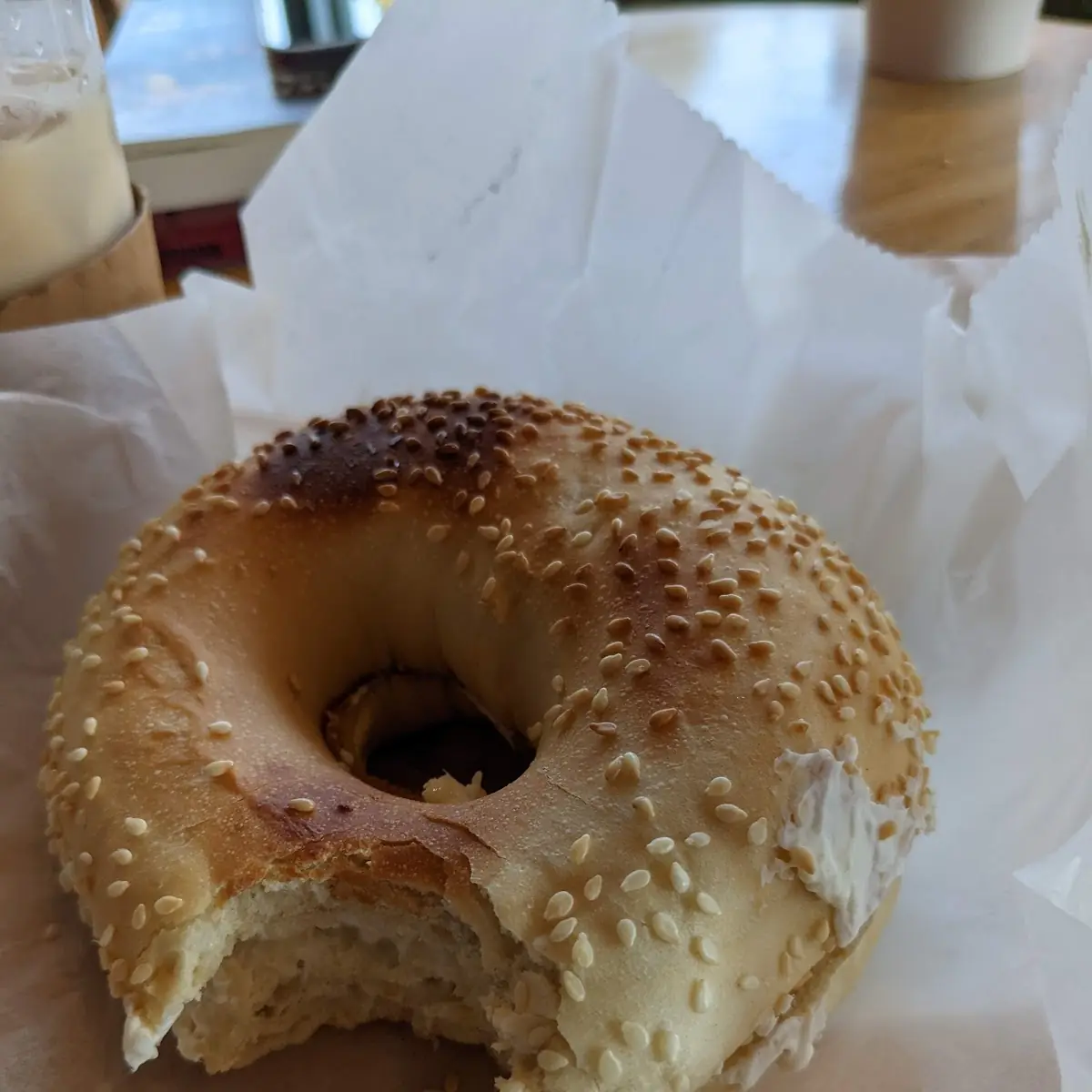 Sesame Bagel with Cream Cheese