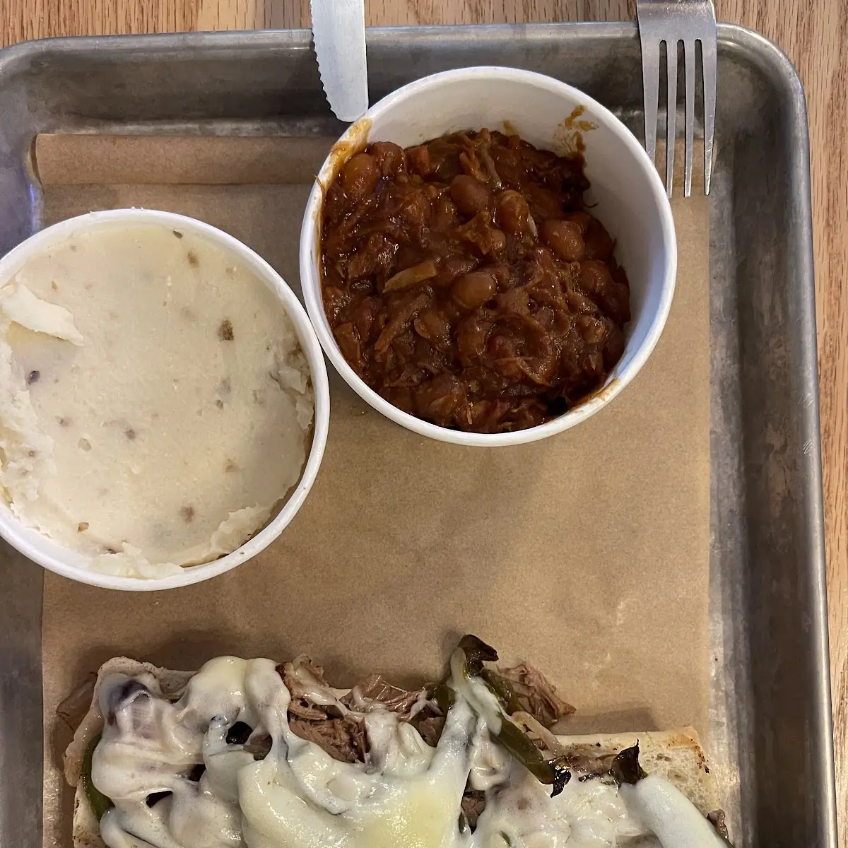 Garlic Mashed Potatoes and Baked Beans