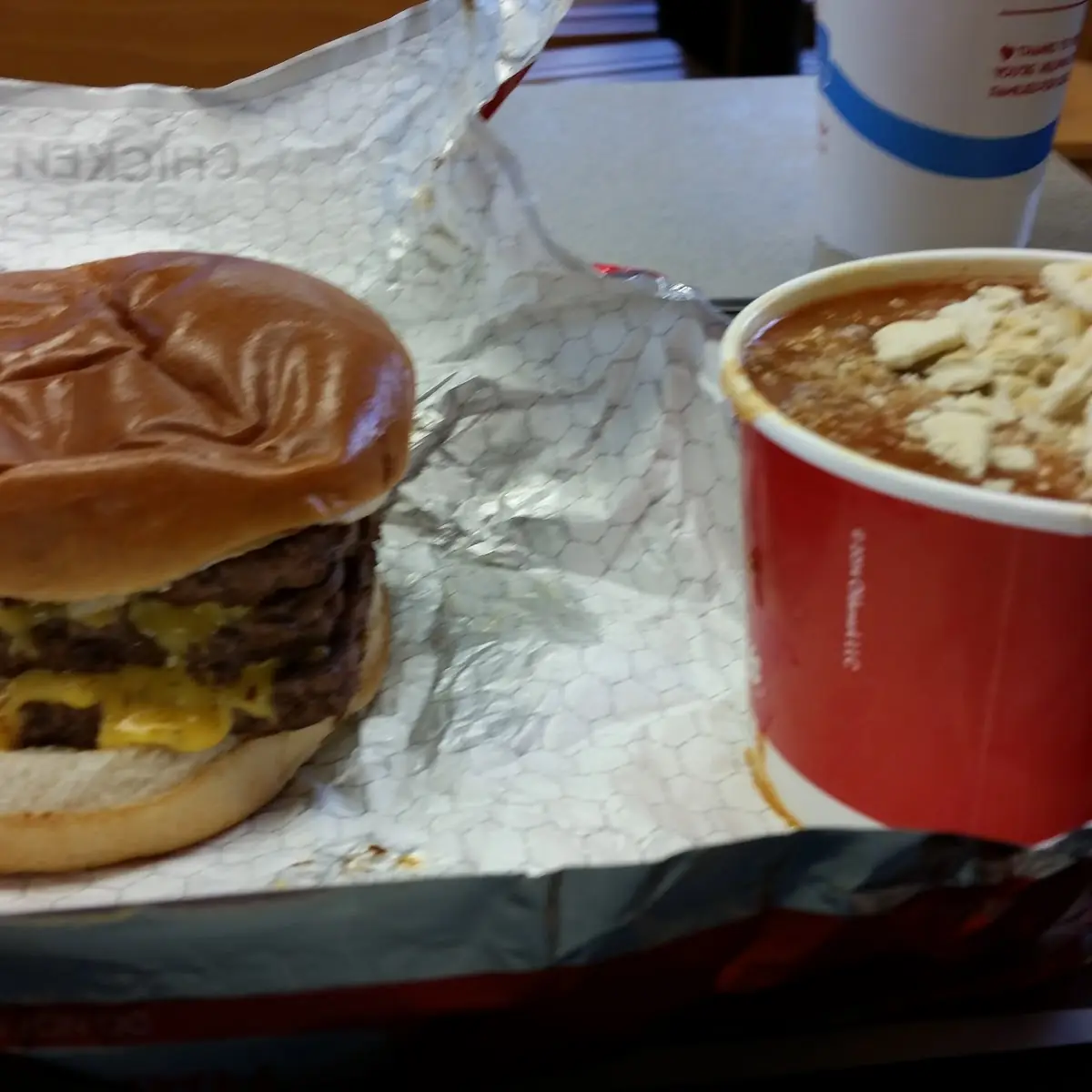 Triple Cheese Burger and Chilli