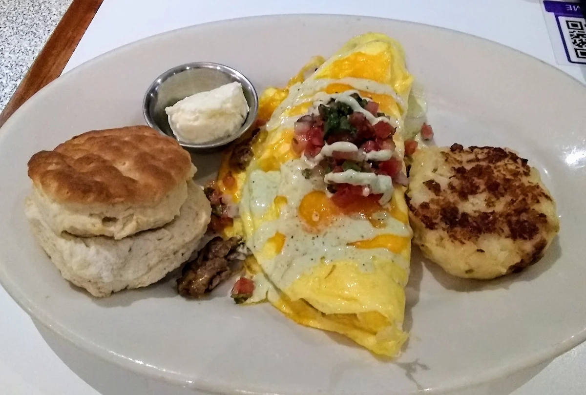 Carne Asada Omelette with Cilantro Lime Crema