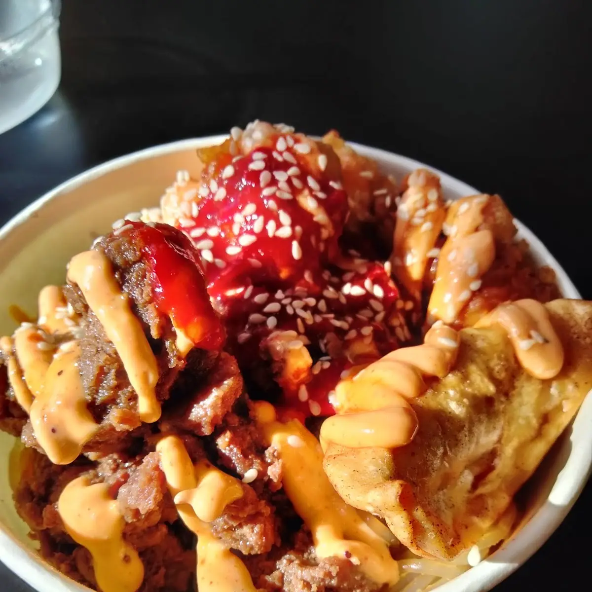 BBQ Beef and Fried Chicken Bowl