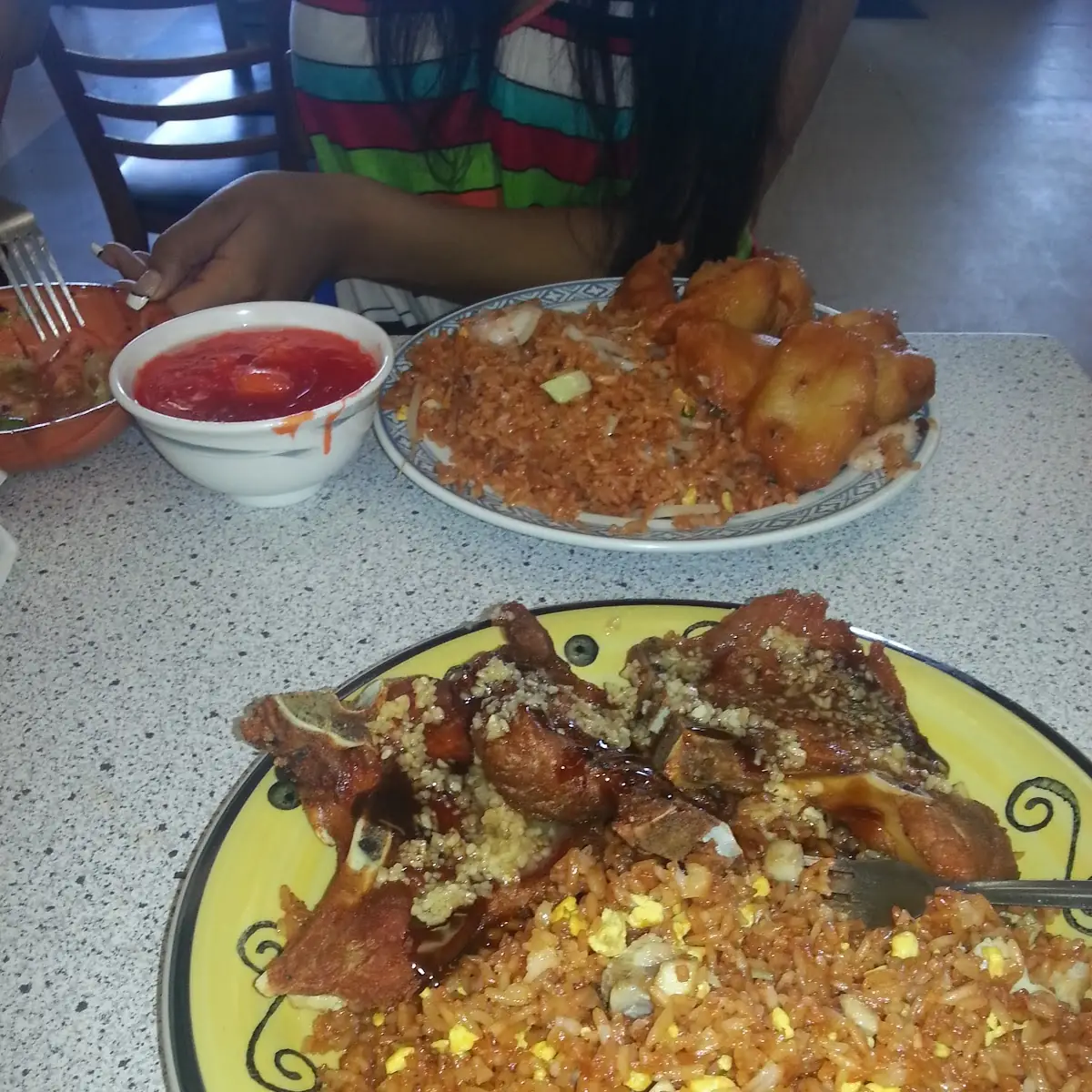 Chicken Fried Rice and Fried Pork Chops