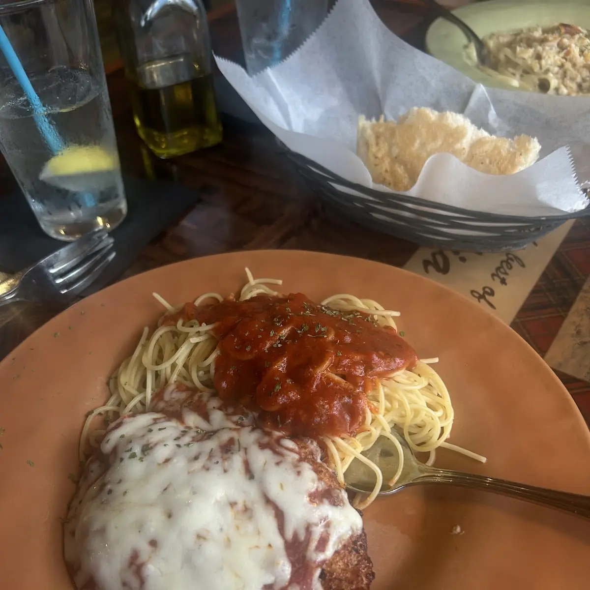 Eggplant Parmesan with Spaghetti